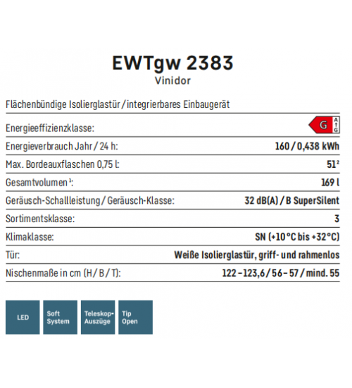 Liebherr利勃海尔EWTgw 2383 Vinidor嵌入式酒柜